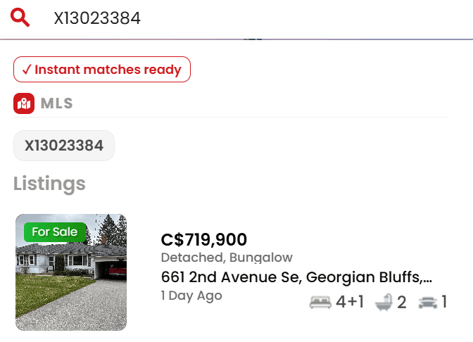 MLS search screenshot